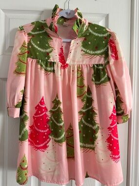 Pink Holiday Tree Print Women’s Top